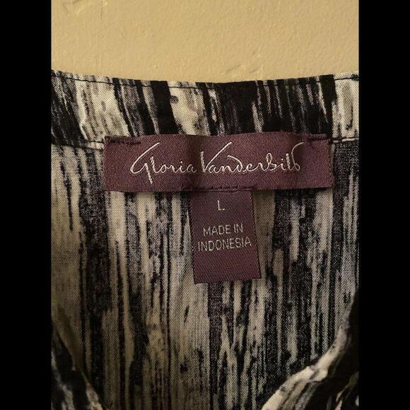 Gloria Vanderbilt long sleeve blue&white shirt Sz.L - Picture 3 of 4